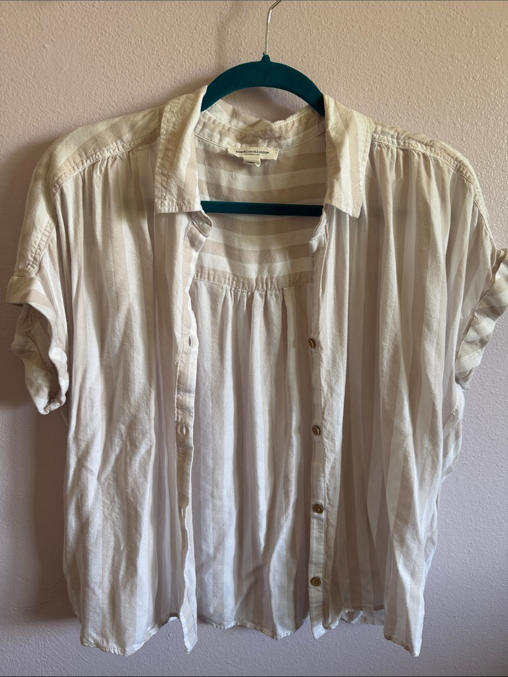 beachlunchlounge Cream and White Button Top - Picture 2 of 7